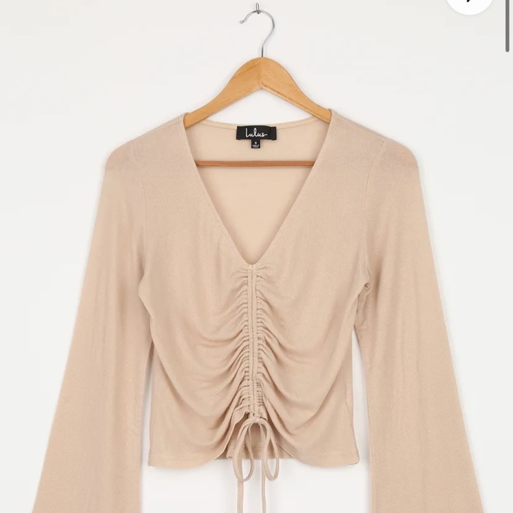 Ruched Long Sleeve Crop Top